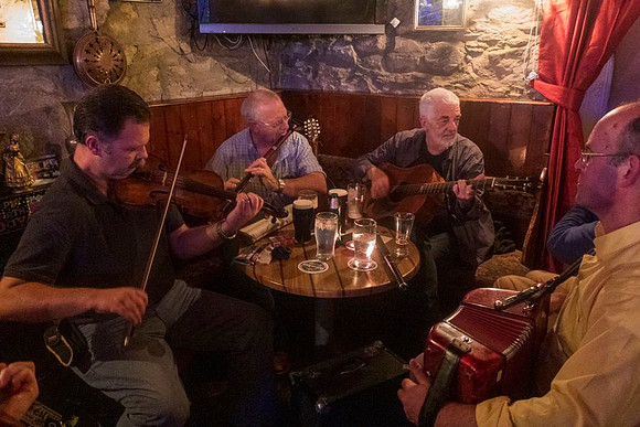 Traditional music session in Conways bar Ramelton Co Donegal Ireland